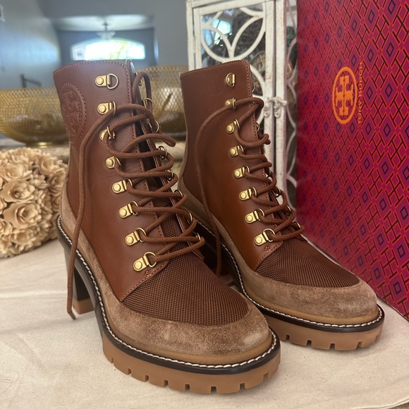 New Tory Burch Miller Mixed Materials Lug Sole Boot (Women - Picture 3 of 8